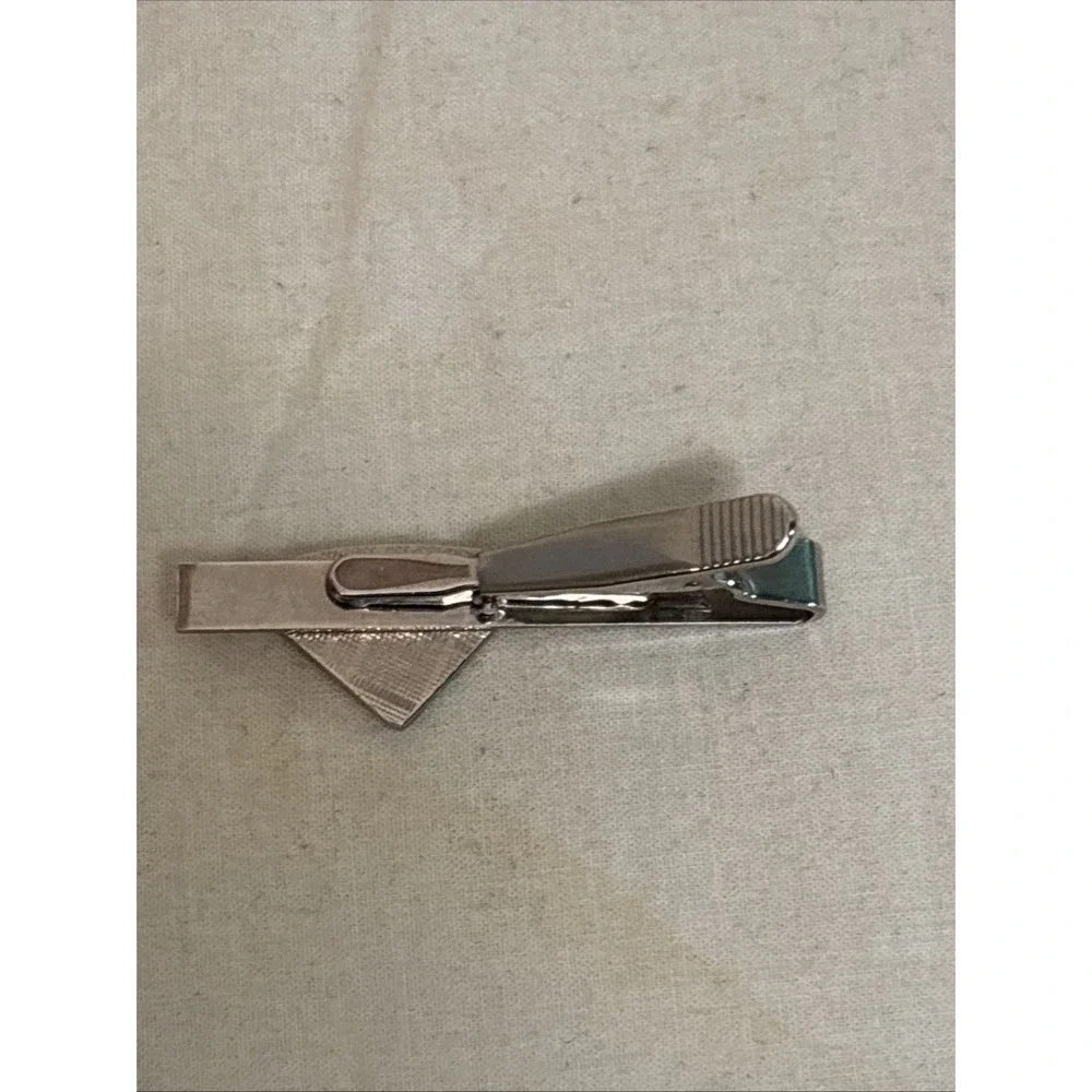 Superman Logo Emblem Shield Tie Bar Clip Silver Tone Stainless Steel Mens